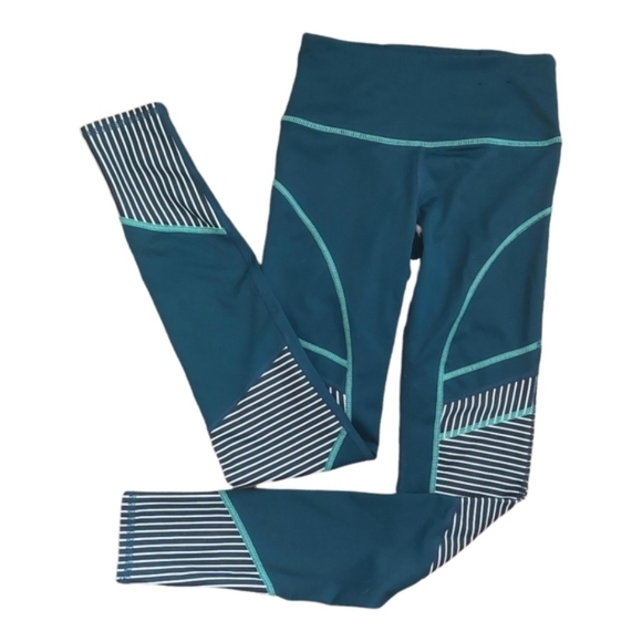 FILA Sport XS workout leggings, green with white piping stripes - Picture 1 of 6